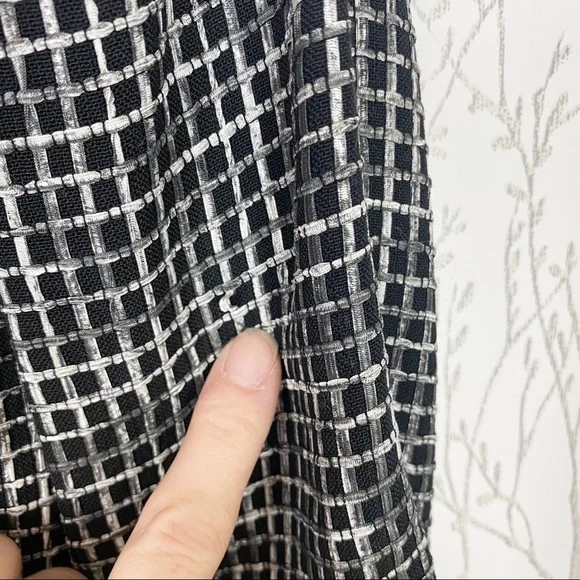 LAFAYETTE 148 NEW YORK Black Textured Tweed Grid Fringe Blazer Jacket 14 office - Picture 14 of 16